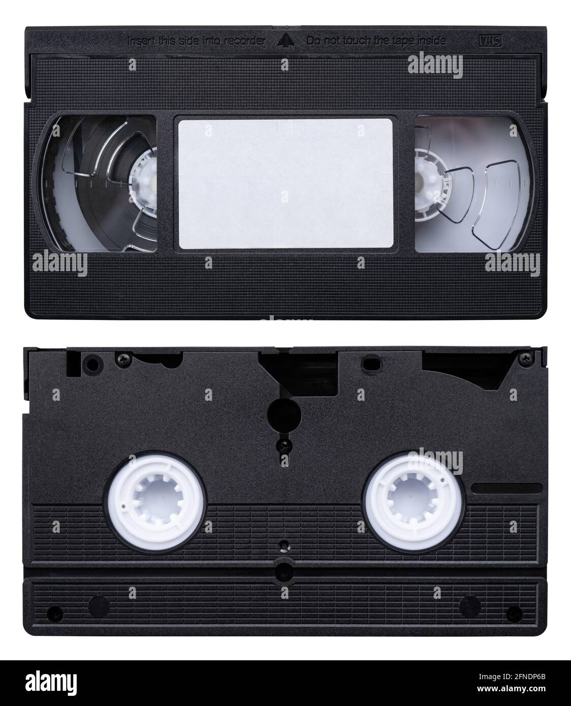 Parte anteriore e posteriore isolata di una videocassetta retro vintage  Nastro (VHS) su sfondo bianco Foto stock - Alamy