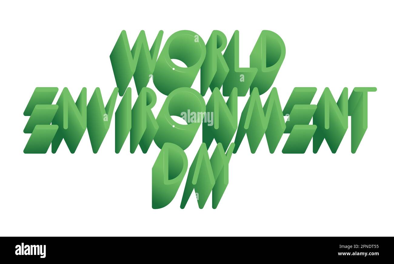 giornata mondiale dell'ambiente - lettere verdi isometriche 3d Illustrazione Vettoriale
