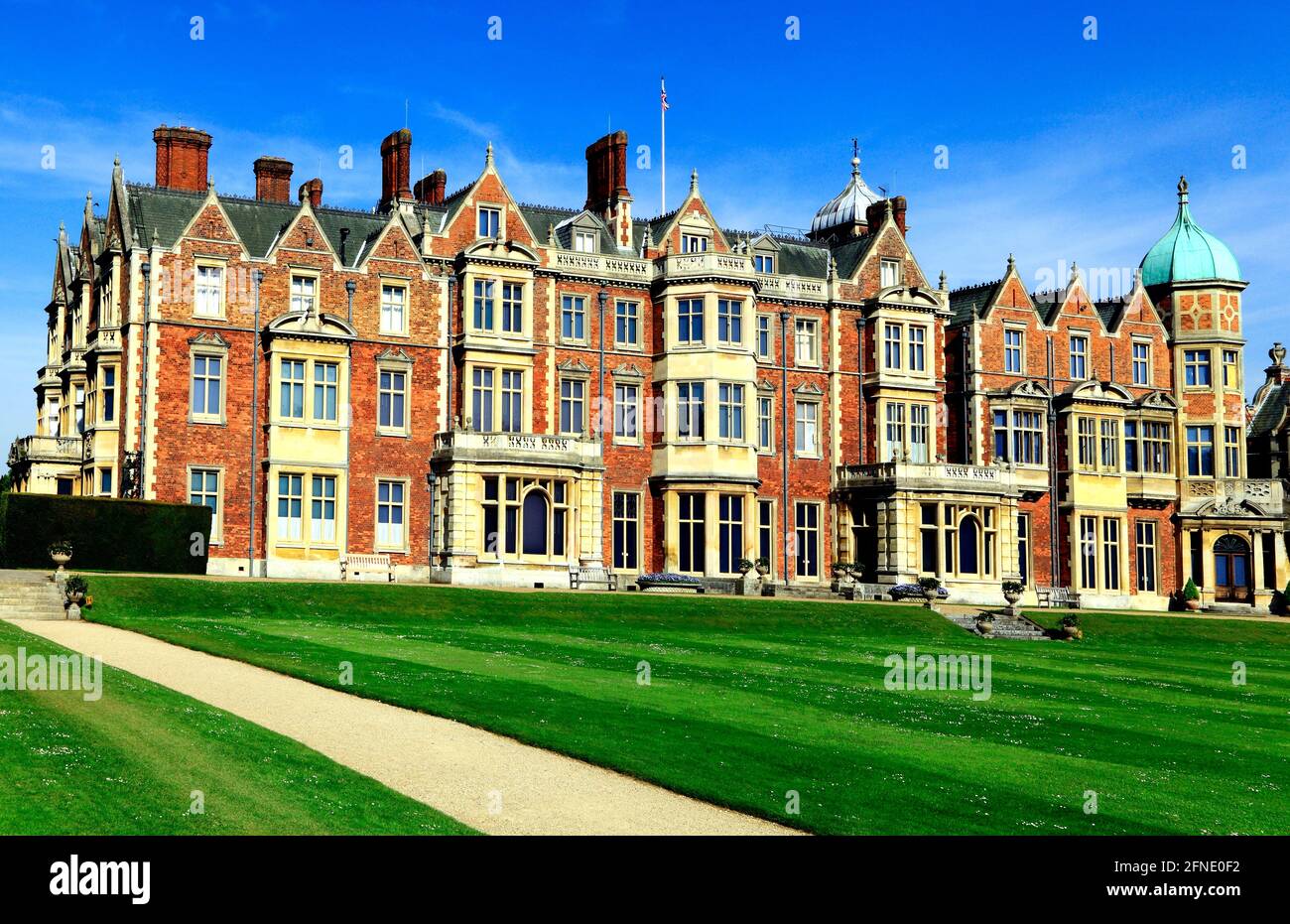 Sandringham House, Norfolk, ritiro di campagna, di HM la Regina, 19 ° secolo, architettura vittoriana britannica, Inghilterra Regno Unito Foto Stock