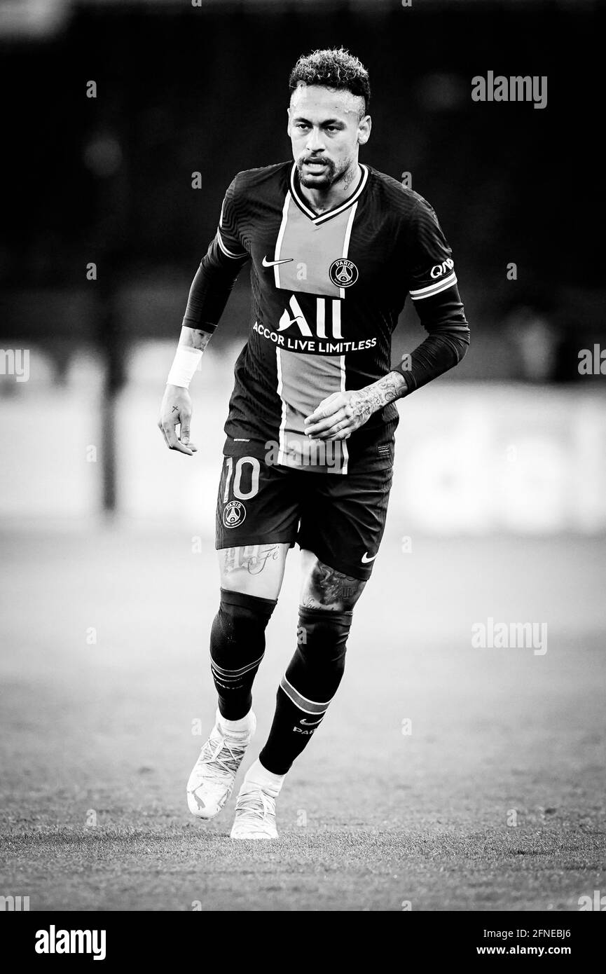 Neymar durante la partita di calcio francese Ligue 1 tra Paris Saint Germain (PSG) e Stade de Reims (SR) allo stadio Parc des Princes, a Parigi, Francia, il 16 maggio 2021. Foto di Julien Poupart/ABACAPRESS.COM Foto Stock