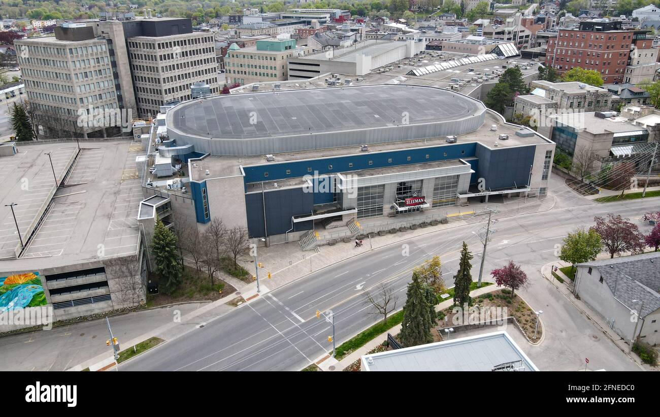 16 maggio 2021, Sleeman Center Arena Aerial Guelph Ontario Canada. L'Arena è chiusa durante il Coronavirus Pandemic. Luke Durda/Alamy Foto Stock