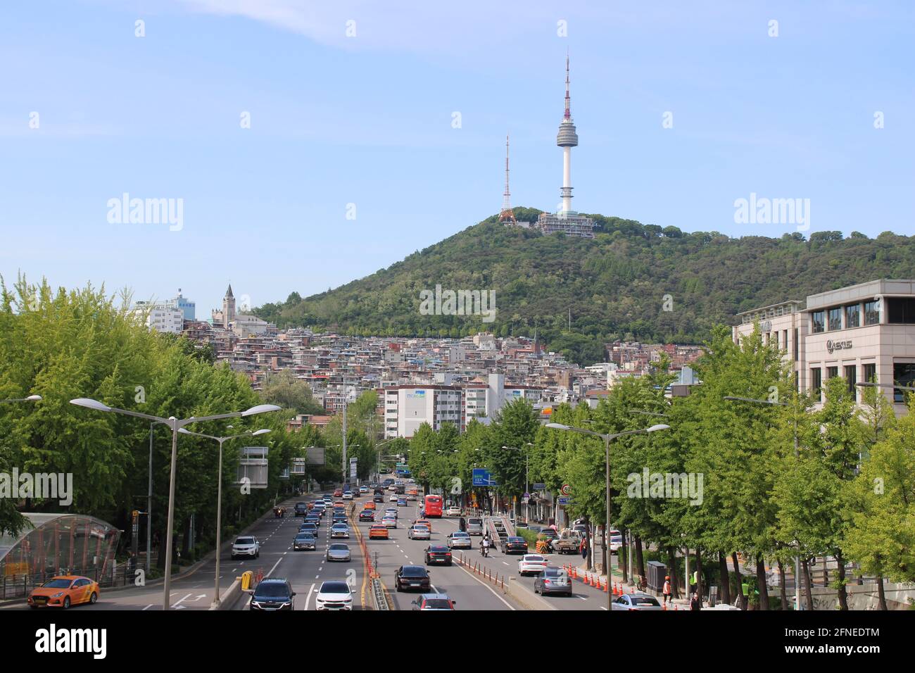 Vista panoramica della Torre di Namsan (Seoul), Seoul, Corea Foto Stock