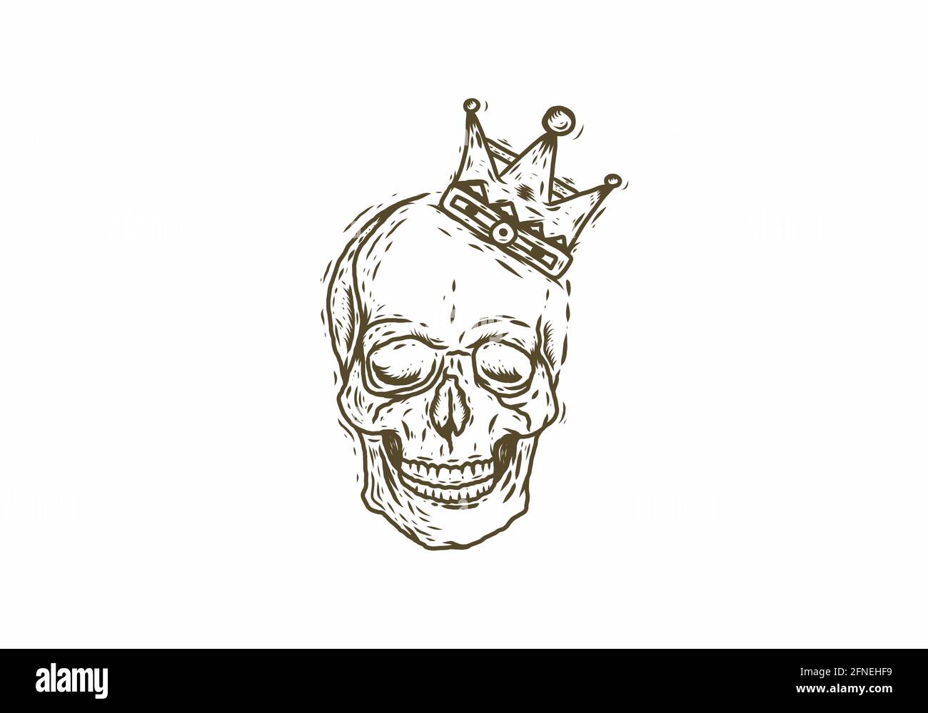 testa scheletrica con disegno a corona Illustrazione Vettoriale