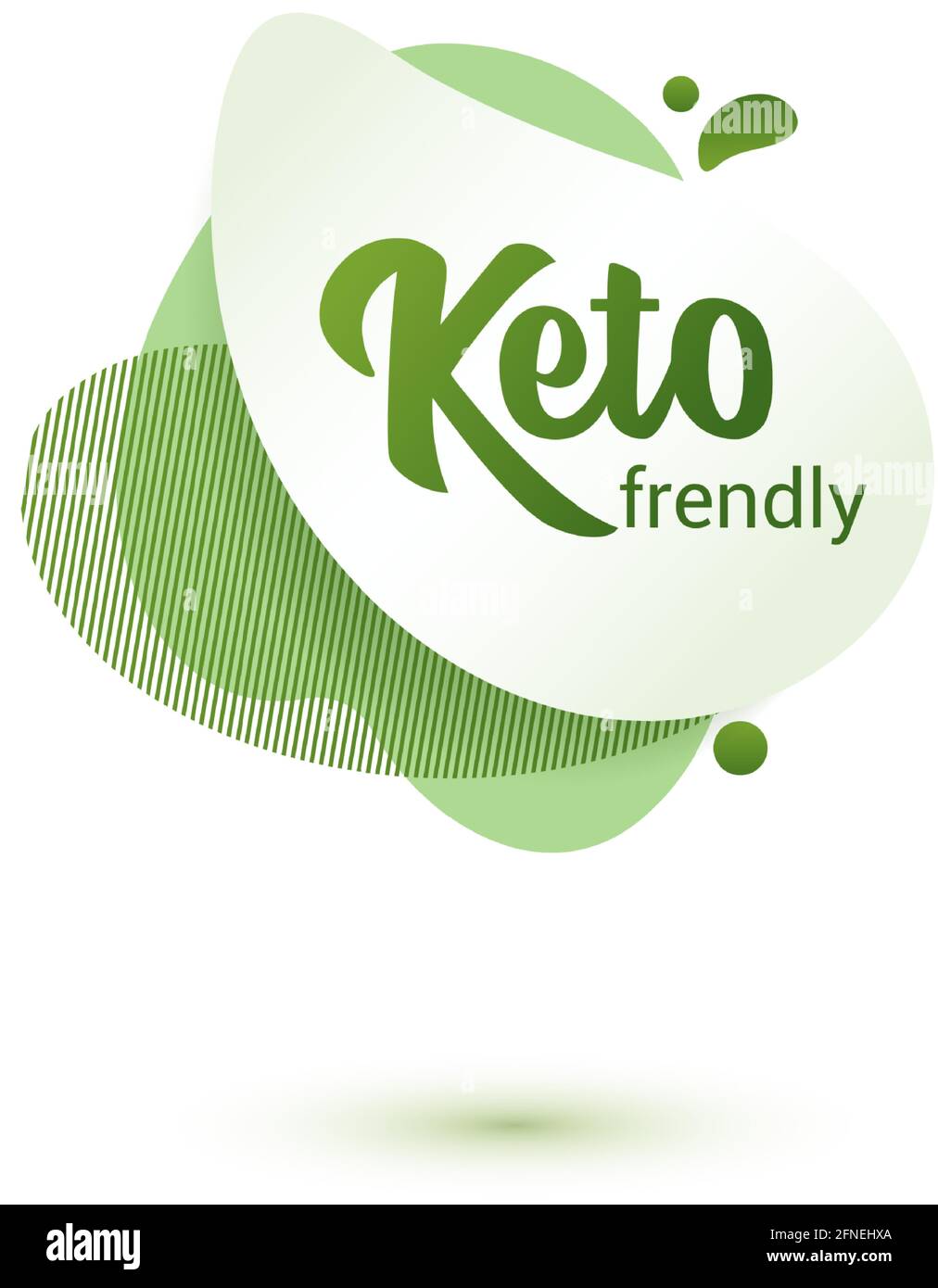 Badge Keto Fendly. Design ameba verde di adesivo per keto dieta menu, poster, volantino. Illustrazione Vettoriale