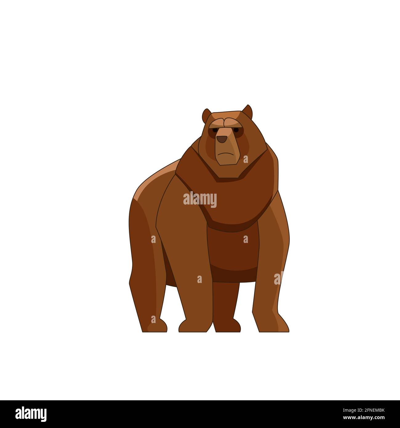 Un orso bruno guardando, correndo, camminando dritto. Personaggio cartoon di grande animale mammifero. Creatura della foresta selvaggia con pelliccia marrone. Immagine piatta vettoriale Illustrazione Vettoriale