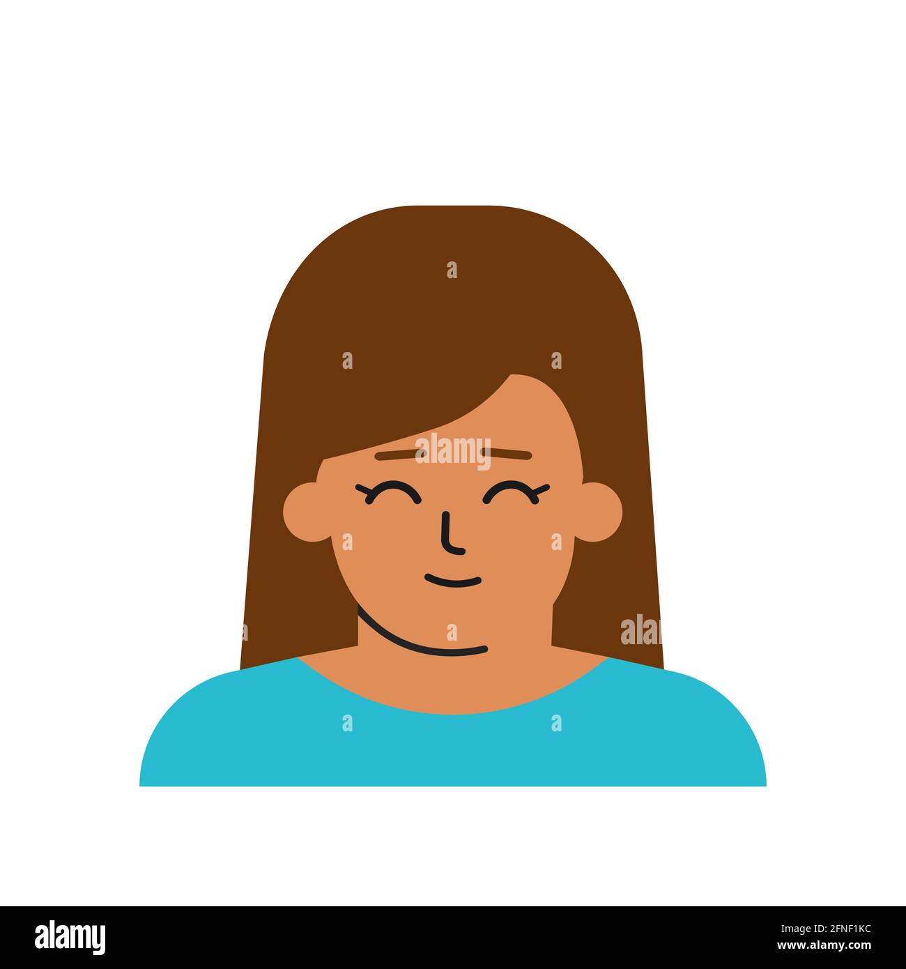Vettore isolato concetto con avatar di carattere cartoon. Ritratto piatto di ragazza ispanica con capelli marroni, pelle leggermente scura. Ragazza latino-americana Illustrazione Vettoriale