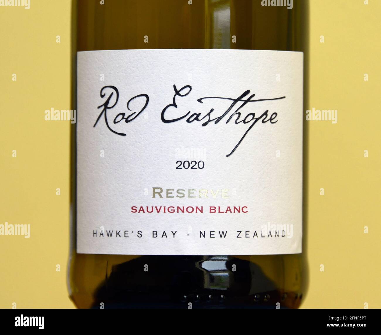 Etichetta del vino. Rod Easthope. 2020. Riserva. Sauvignon Blanc. Hawke's Bay Nuova Zelanda. Foto Stock