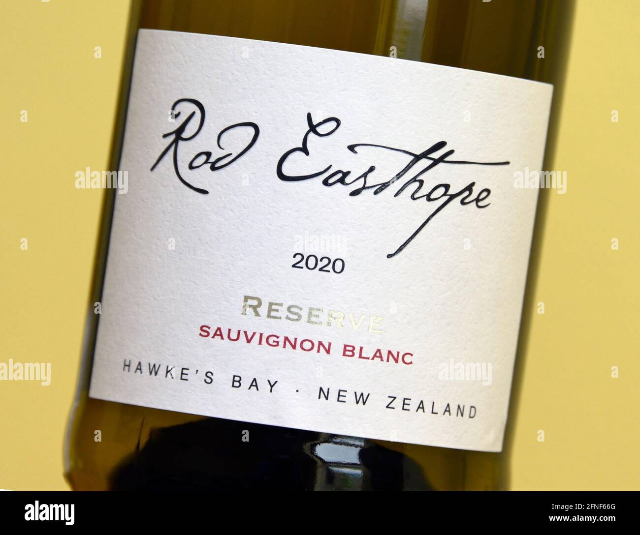 Etichetta del vino. Rod Easthope. 2020. Riserva. Sauvignon Blanc. Hawke's Bay Nuova Zelanda. Foto Stock