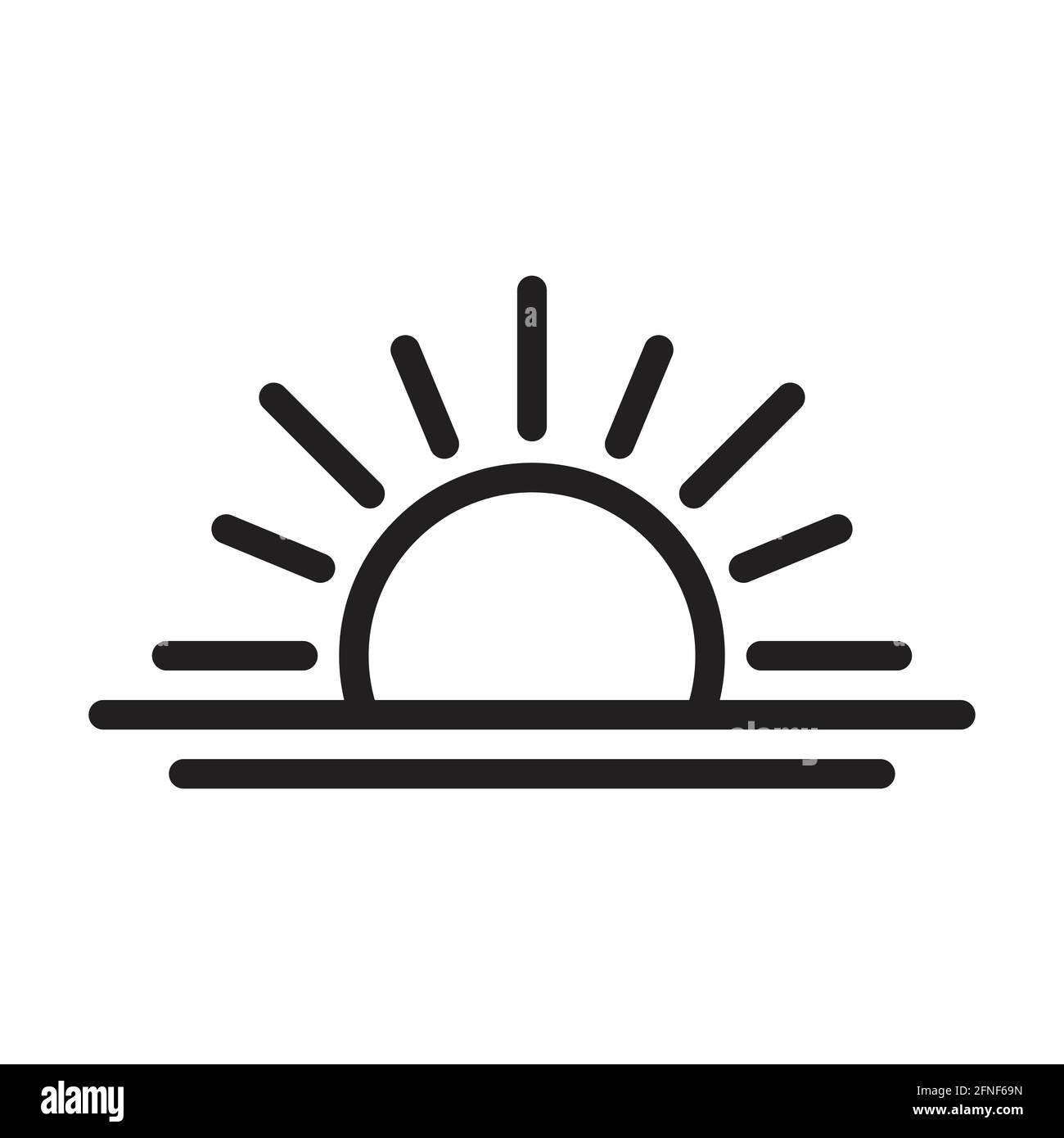 Un mezzo sole sta impostando verso il basso icona vettore tramonto concetto per grafica, logo, sito web, social media, app mobile, illustrazione ui Illustrazione Vettoriale