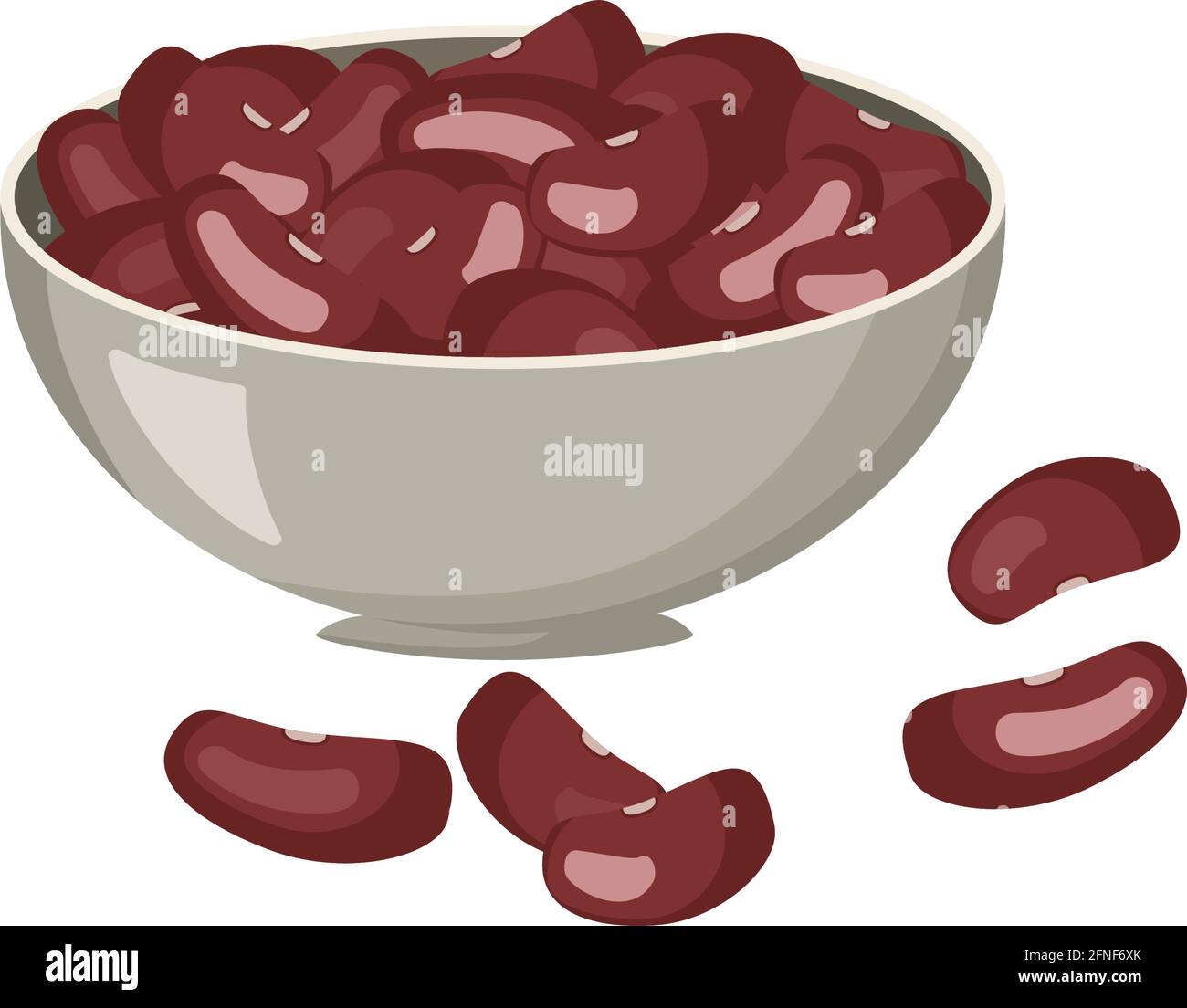 Fagioli rossi in un recipiente di metallo. Una fonte di vitamine, calcio, proteine. Fagioli renali Illustrazione Vettoriale