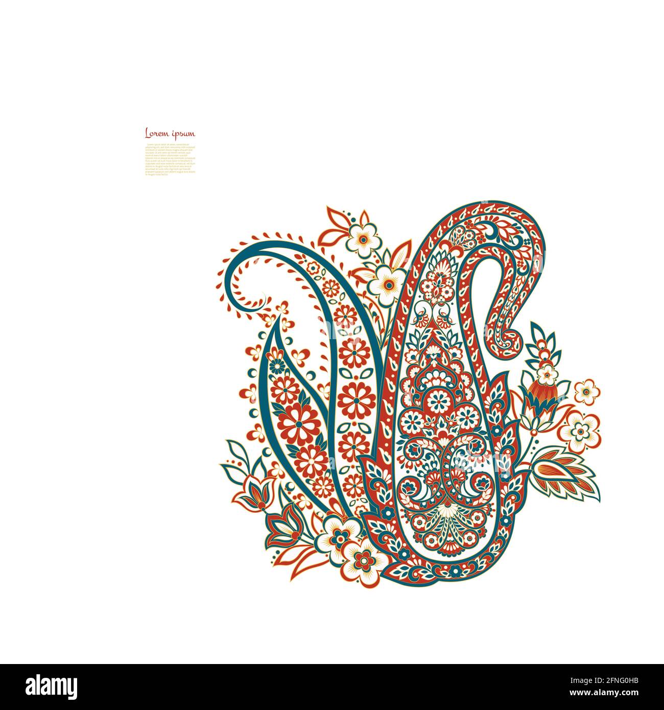 Damasco isolato paisley vettore ornamento floreale Illustrazione Vettoriale