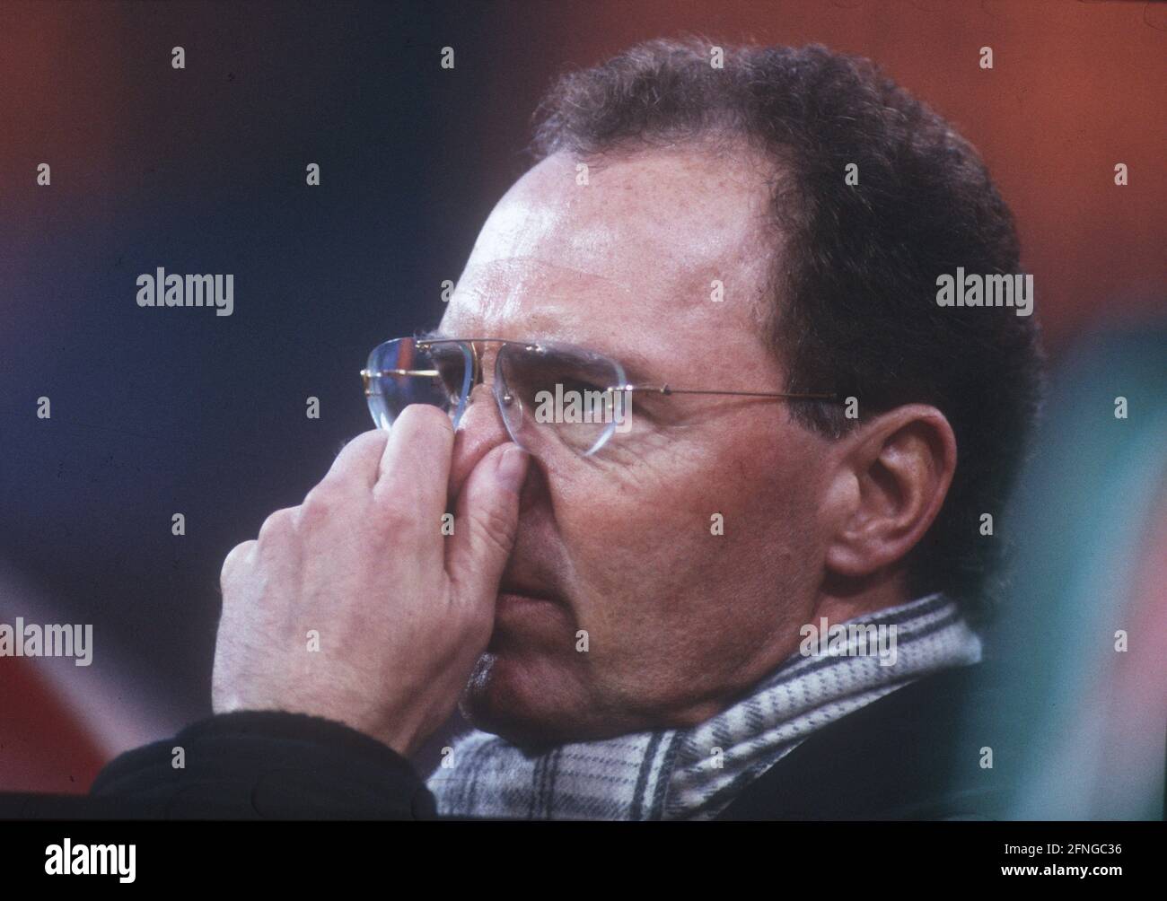 FC Bayern München - Borussia Dortmund 0:0/20.03.1994. Pullman Franz Beckenbauer (FC Bayern München). [traduzione automatizzata] Foto Stock