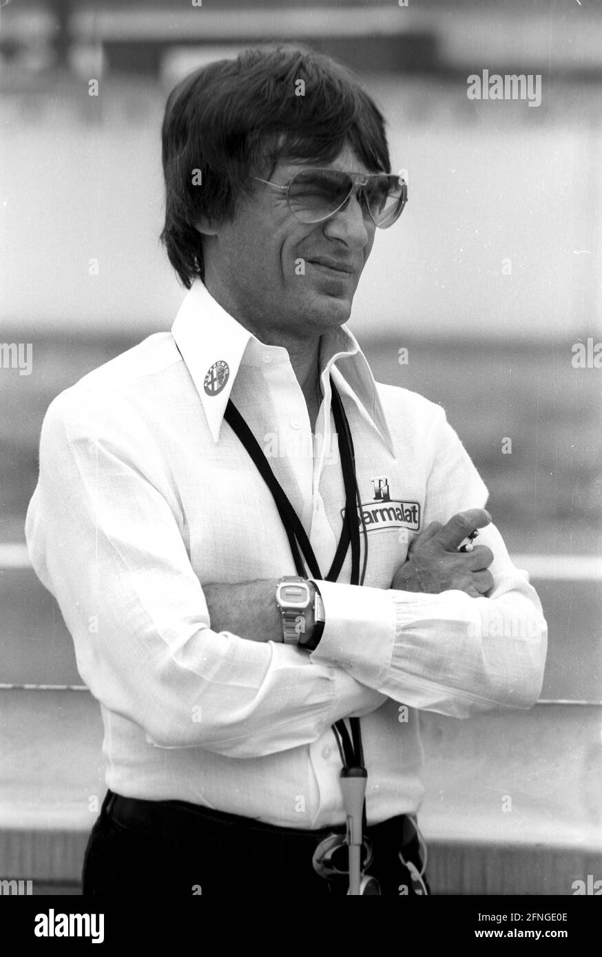 Formula 1 boss Bernie Ecclestone nella pit lane 29.07.1979 [traduzione automatizzata] Foto Stock