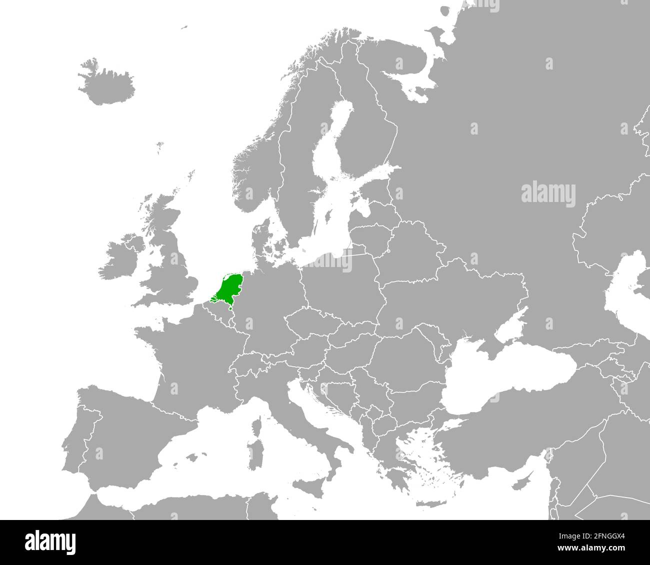 Mappa dei Paesi Bassi in Europa Foto Stock