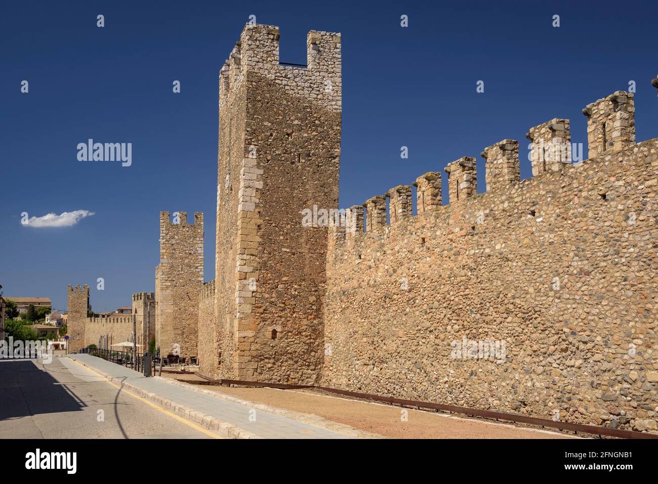 Mura medievali di Montblanc (Conca de Barberà, Tarragona, Catalogna, Spagna) ESP: Muralla Medieval de Montblanc (Conca de Barberà, Tarragona, Cataluña) Foto Stock