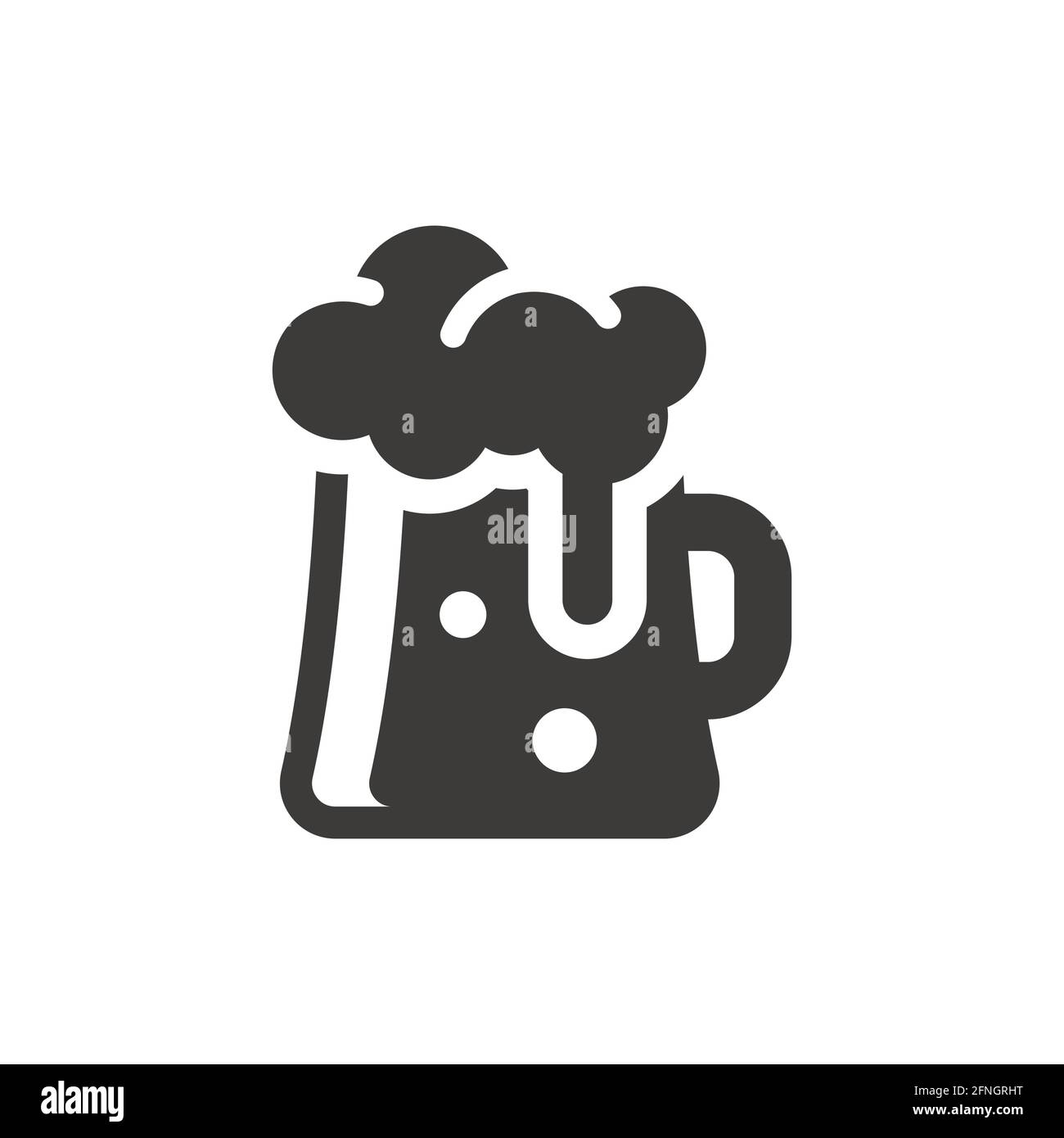 Icona vettoriale nera con bicchiere di birra. Simbolo della tazza di tankard. Illustrazione Vettoriale