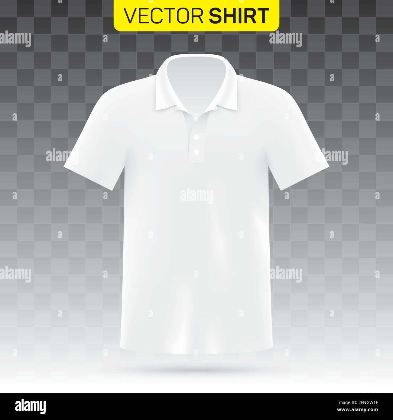 Bianco polo camicia vettore mockup, isolato su uno sfondo trasparente. Illustrazione Vettoriale