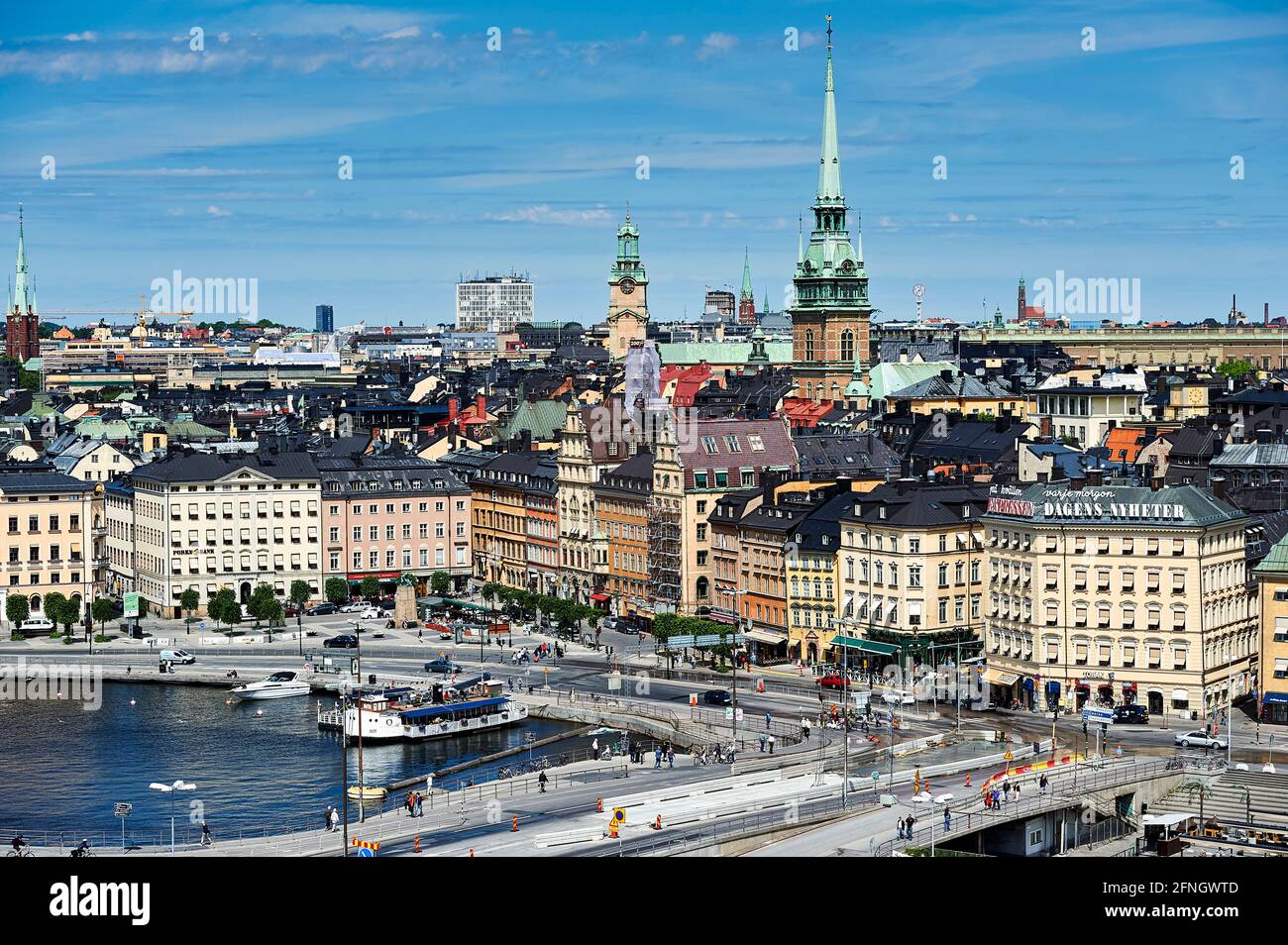 Vista aerea della città vecchia di Stoccolma. Isola di Riddarholmen. Svezia Foto Stock