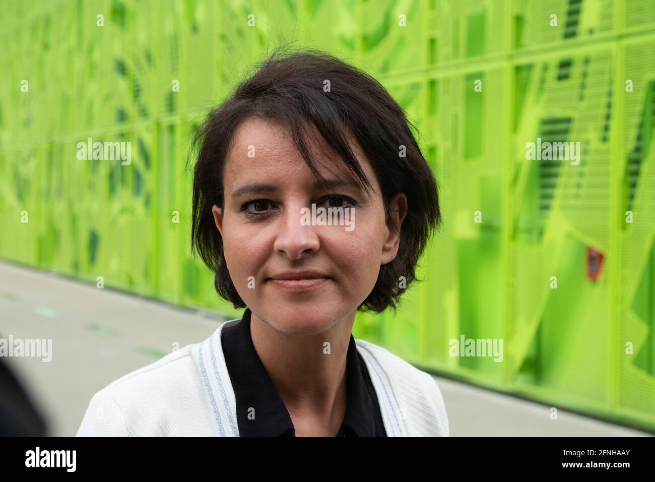 Lione (Francia), 17 maggio 2021. Najat Vallaud-Belkacem, candidato alle elezioni regionali in Alvernia-Rhône-Alpes, ha presentato il suo programma: L'altern Foto Stock