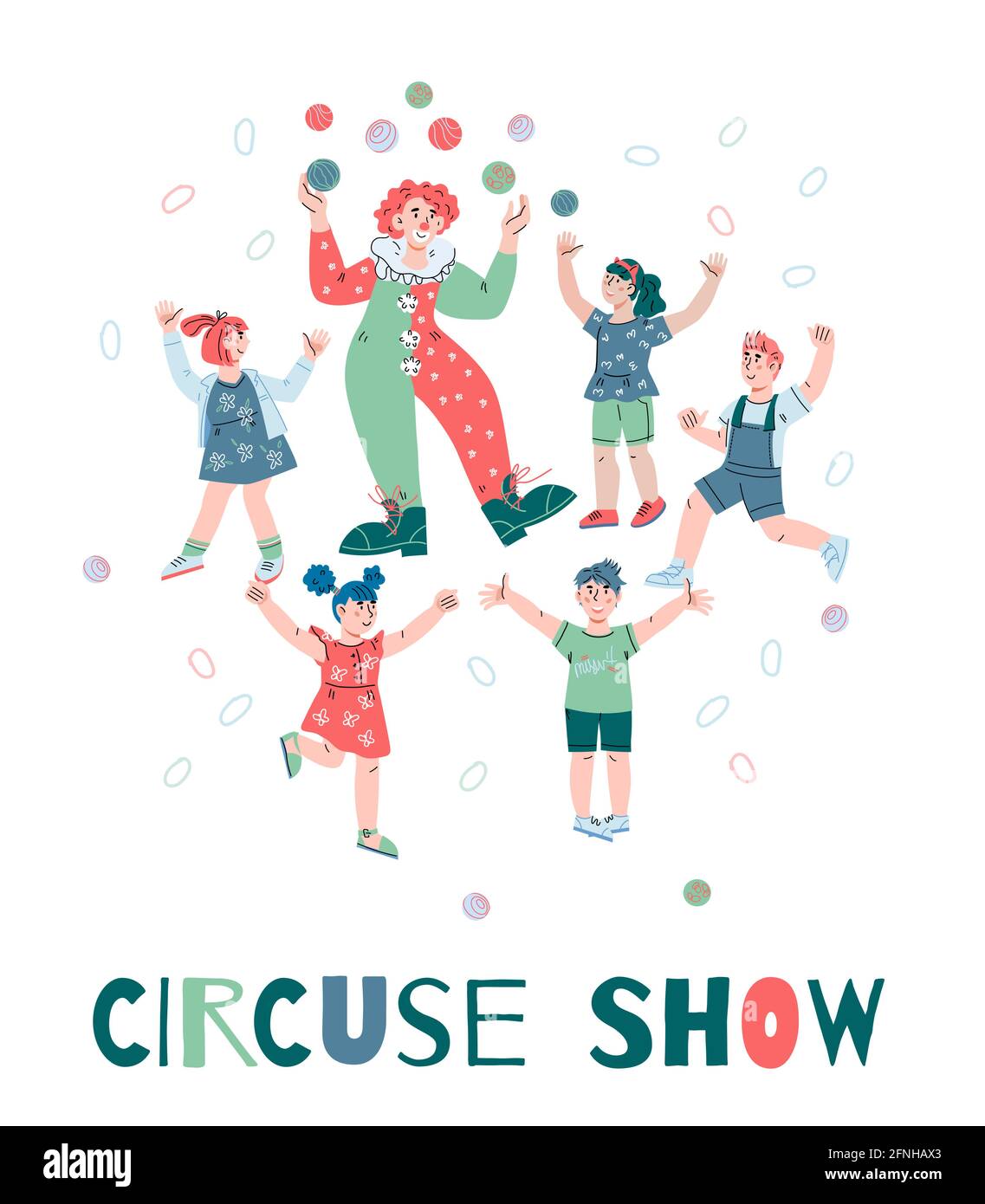 Circus mostra banner, poster di invito o modello di cartello, cartoni animati illustrazione vettoriale. Illustrazione Vettoriale