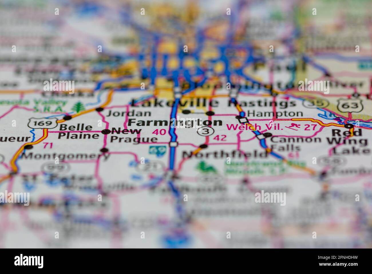 Farmington Minnesota USA è mostrato su una mappa geografica o su una strada mappa Foto Stock
