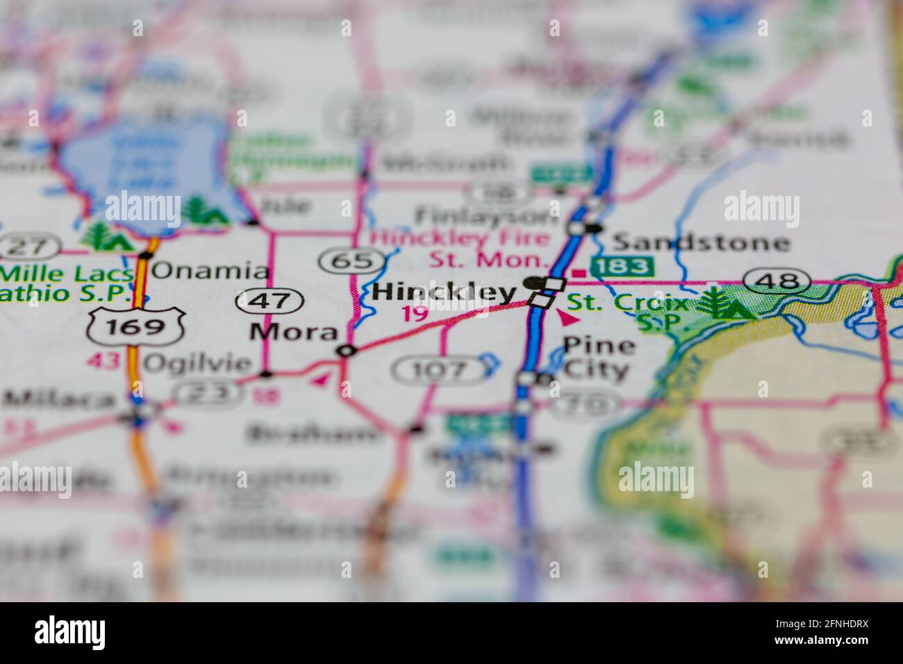 Hinckley Minnesota USA mostrato su una mappa geografica o su una strada mappa Foto Stock