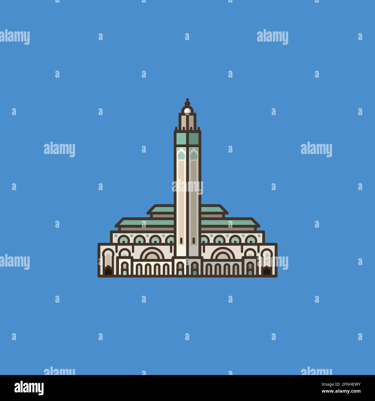 Illustrazione del vettore moschea di Hassan II per il giorno di Casablanca il mese di novembre 26 Illustrazione Vettoriale