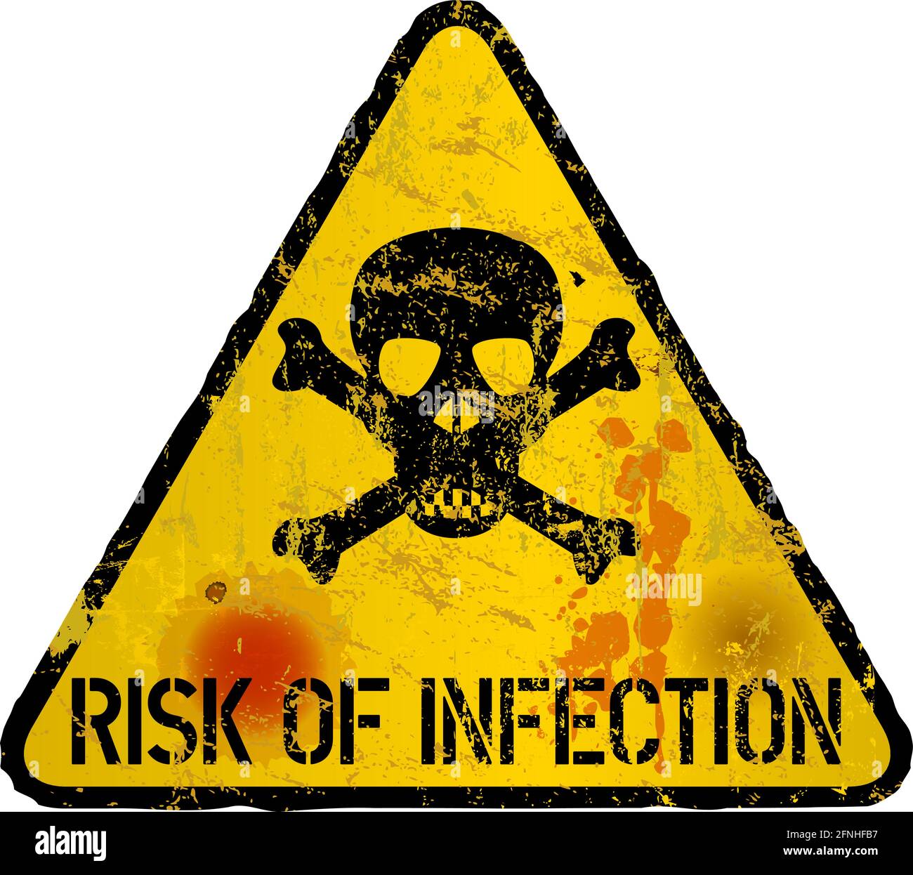 infezione da virus corona e segnale di allarme epidemico, stile malvagio, vettore, isolato Illustrazione Vettoriale