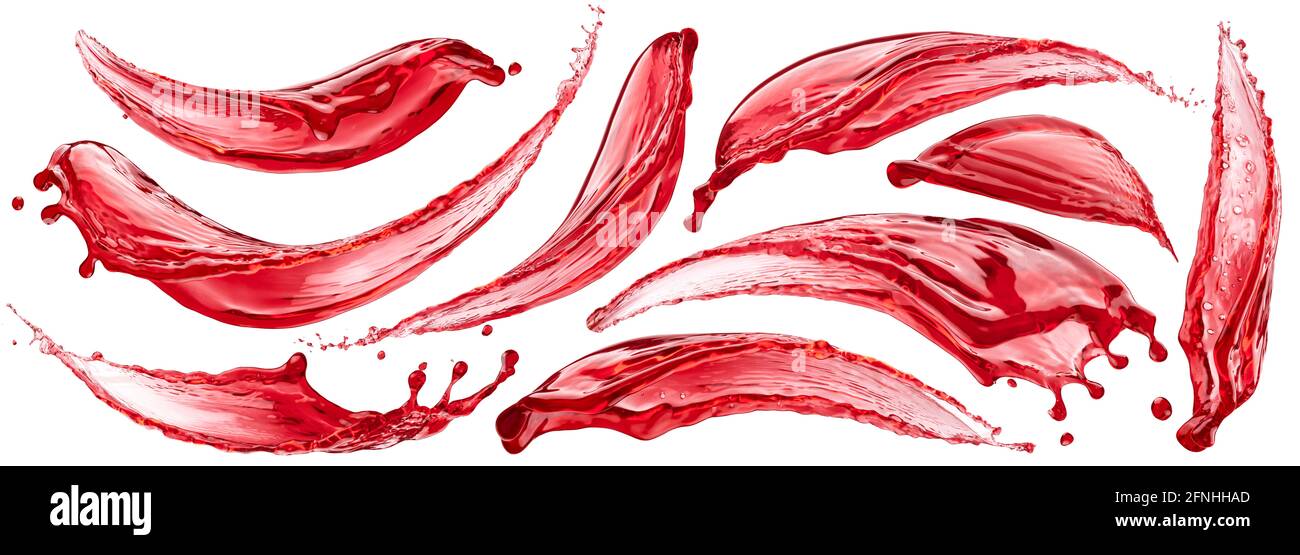 Spruzzi di succo di bacche, spruzzi di composta di bacche isolati su sfondo bianco Foto Stock