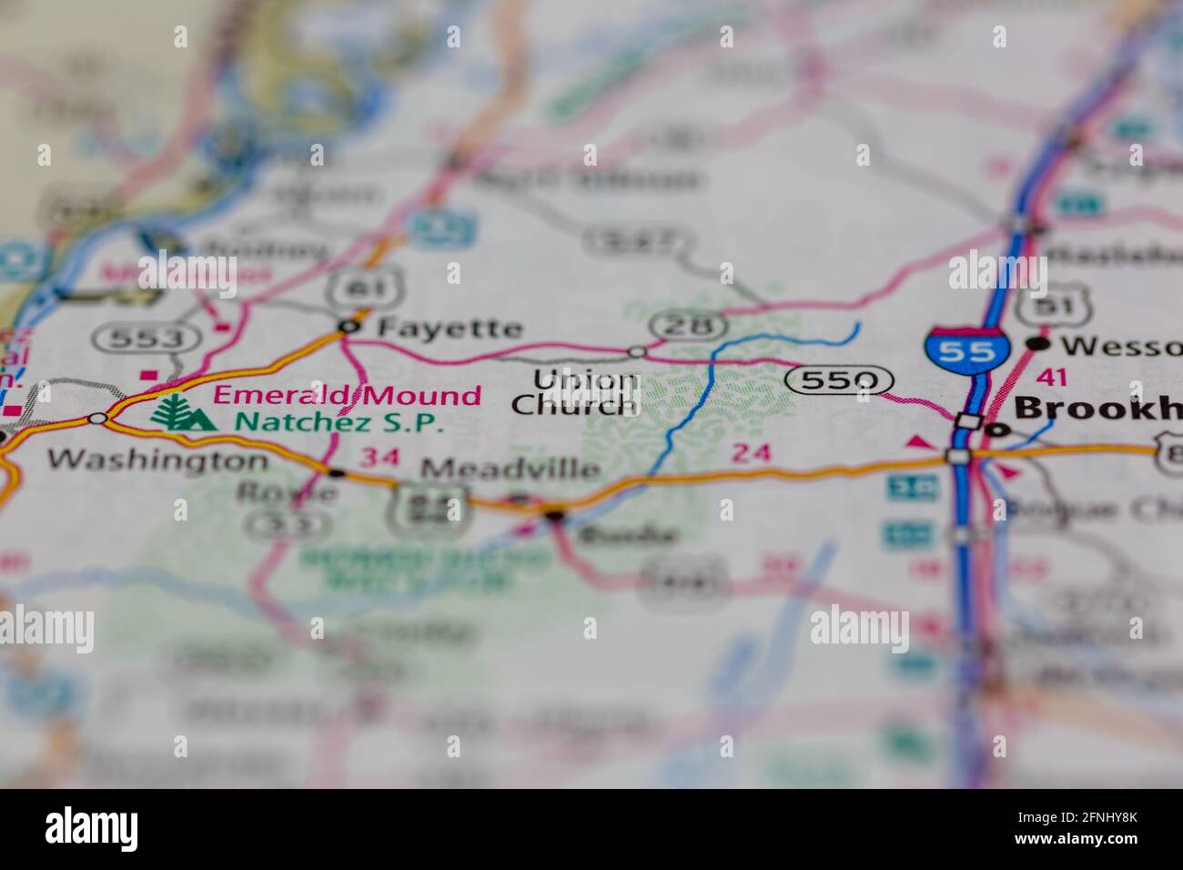 Union Church Mississippi USA mostrato su una mappa geografica o. mappa stradale Foto Stock