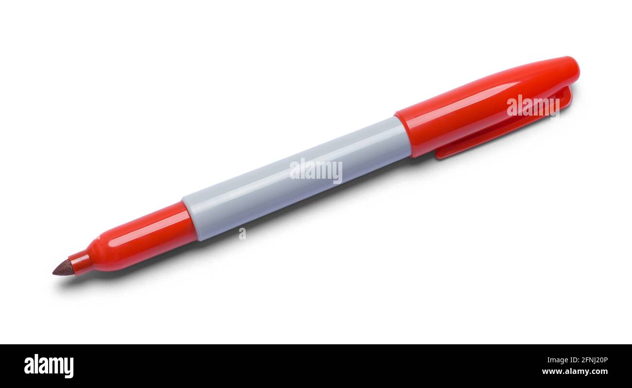 Aprire il marcatore rosso con il tappo tagliato. Foto Stock