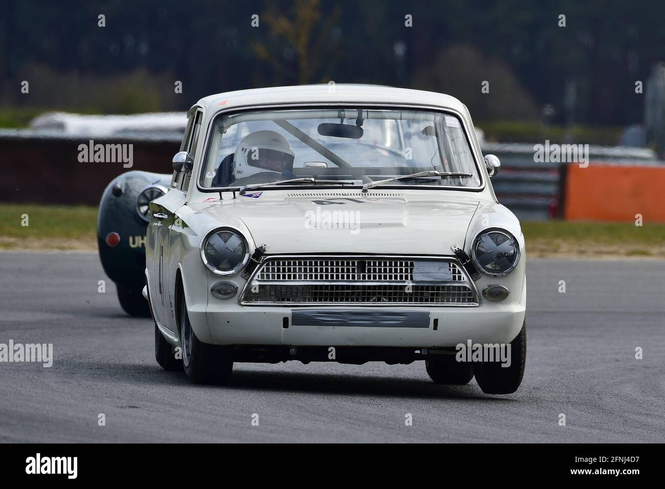 Nigel Cox, Ford Lotus Cortina, Historic Touring Car Championship, Historic Sports Car Club, HSCC, Jim Russell Trophy Meeting, aprile 2021, Snetterton, Foto Stock