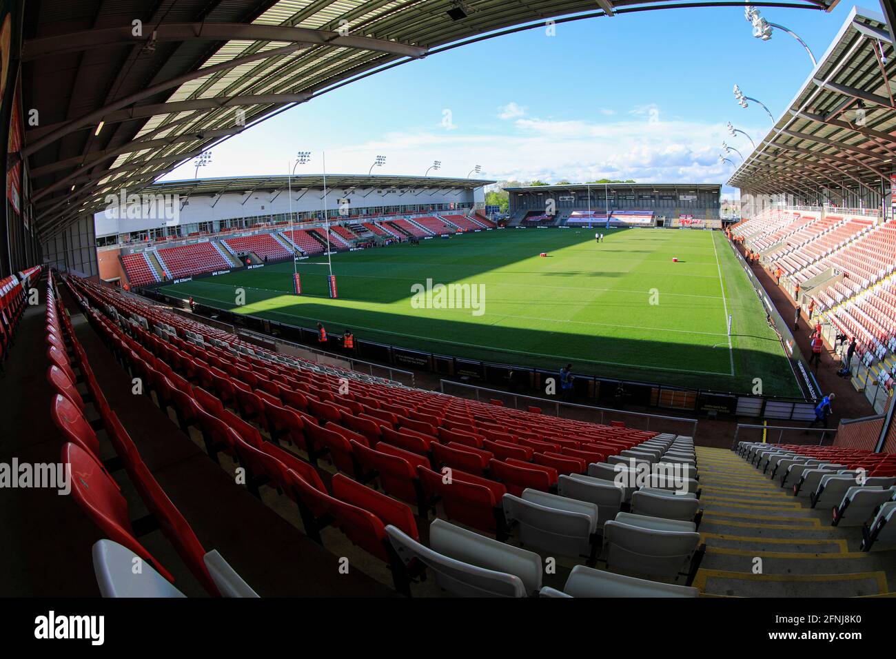 Vista interna del Leigh Sports Village, casa di Leigh Centurions Foto Stock