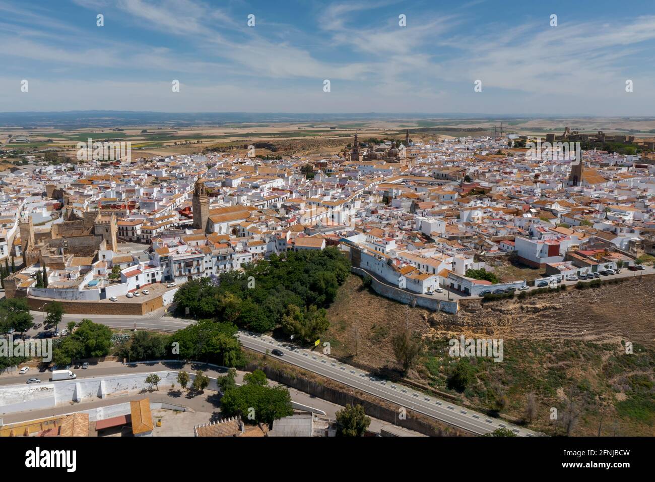 Vista sul centro monumentale del comune di Carmona, Andalusia Foto Stock