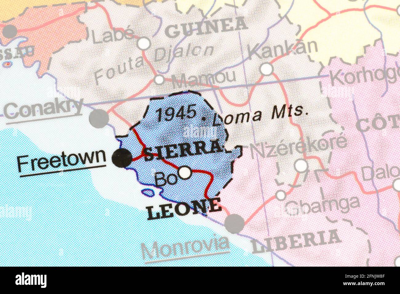 Mappa della Sierra Leone evidenziata dal contorno Foto Stock