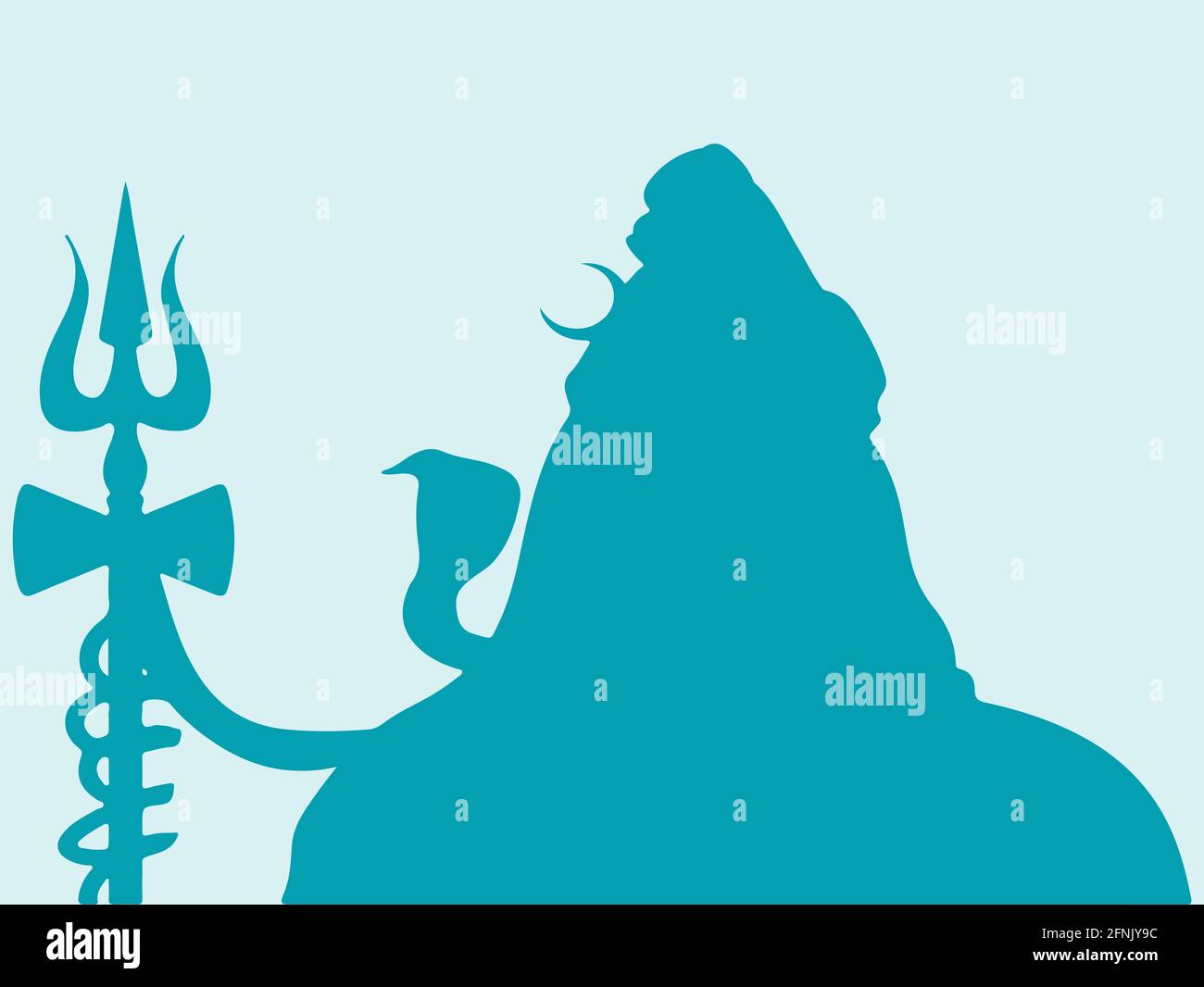 Illustrazione di un disegno del famoso e potente dio indiano Lord Shiva silhouette Foto Stock