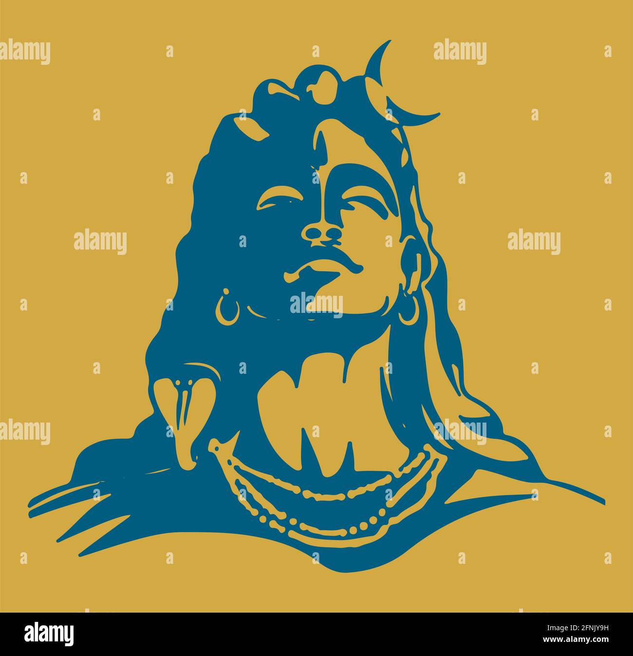 Illustrazione di un disegno del famoso e potente indiano dio Signore Shiva Foto Stock