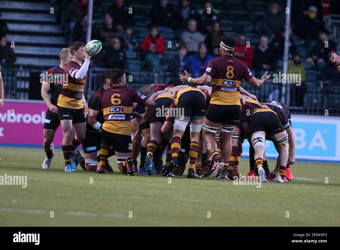 LONDRA, REGNO UNITO. 17 MAGGIO una linea Ampthill fuori durante la partita di Greene King IPA Championship tra Saracens e Ampthill & District ad Allianz Park, Londra, lunedì 17 maggio 2021. (Credit: Tom West | MI News) Credit: MI News & Sport /Alamy Live News Foto Stock