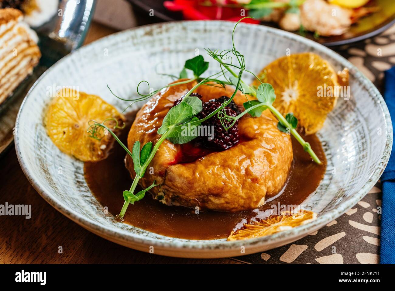 una varietà di dessert. menu. vista dall'alto Foto Stock