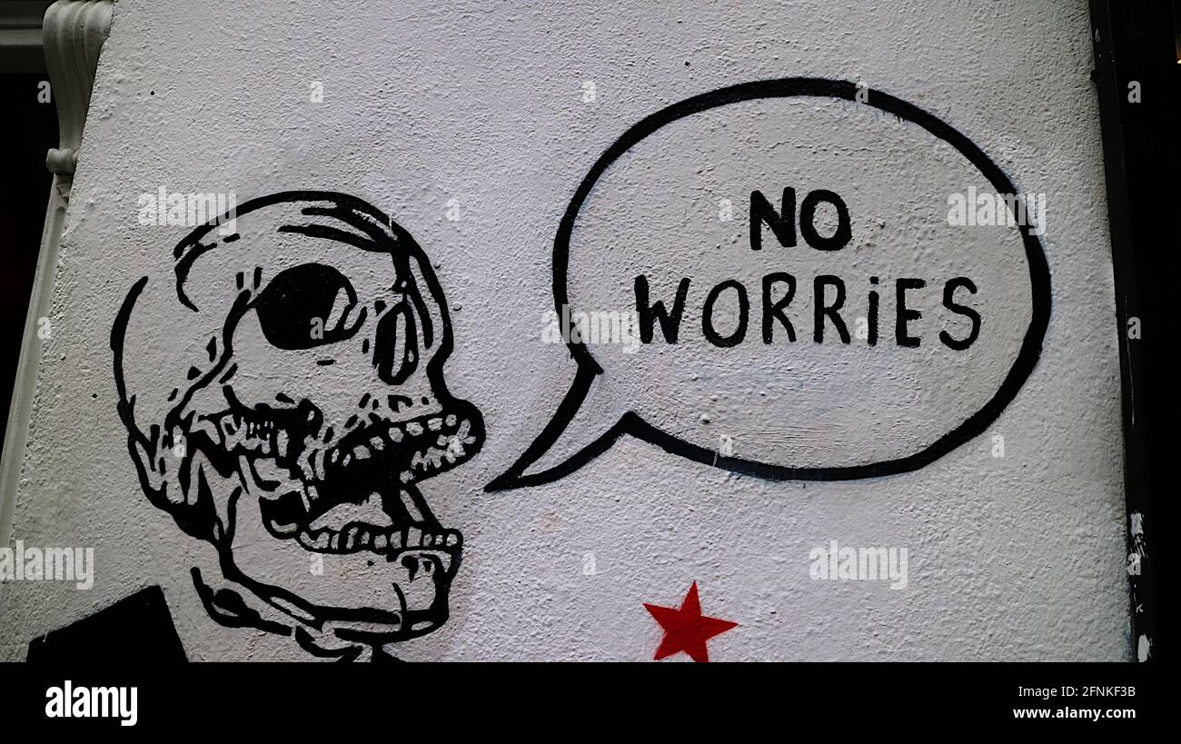 Graffiti sul cranio a Dublino vicino a Temple Bar Foto Stock