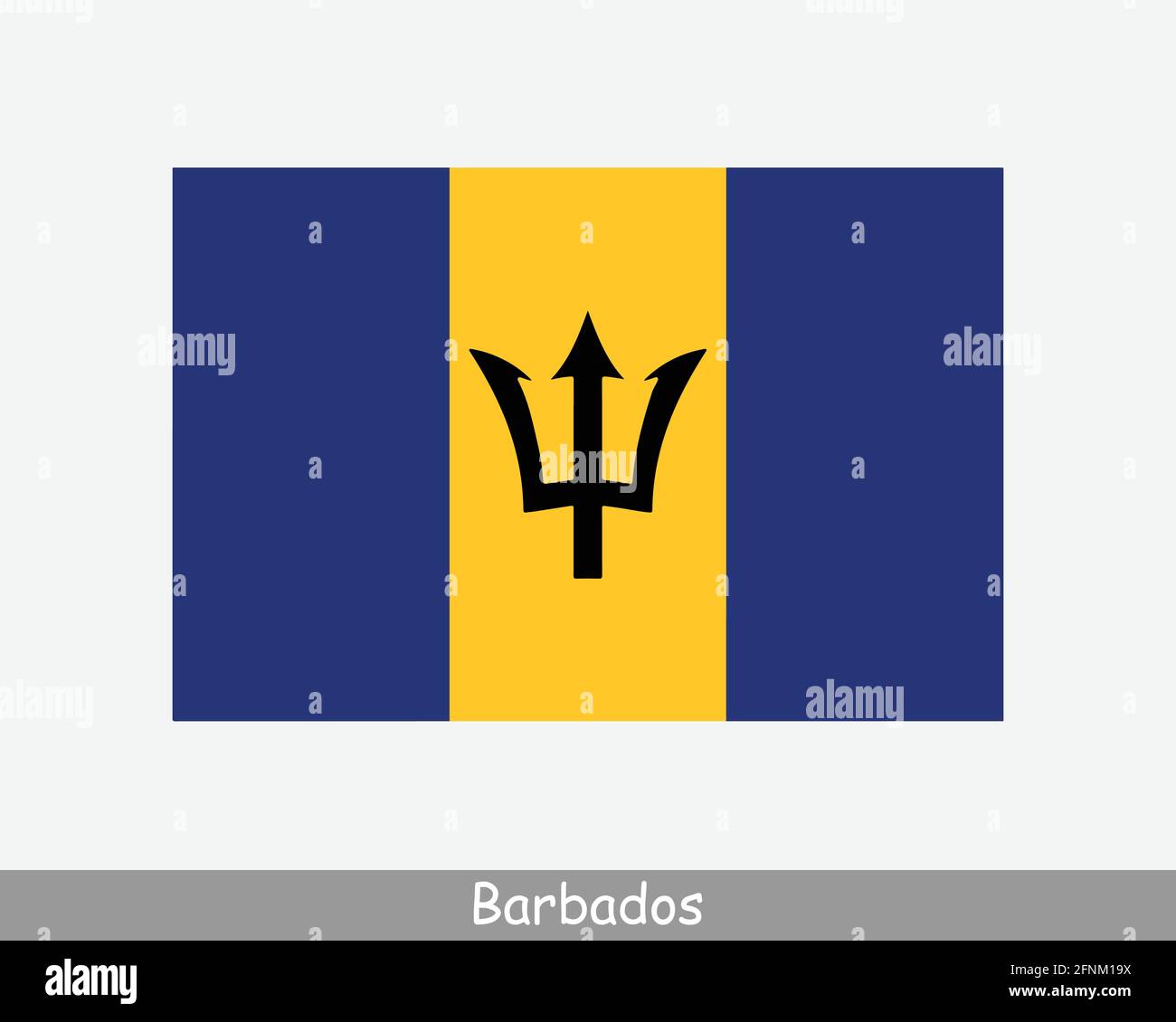 Bandiera Nazionale delle Barbados. Banner dettagliato bandiera nazionale barbadiana. File di taglio dell'illustrazione del vettore EPS Illustrazione Vettoriale