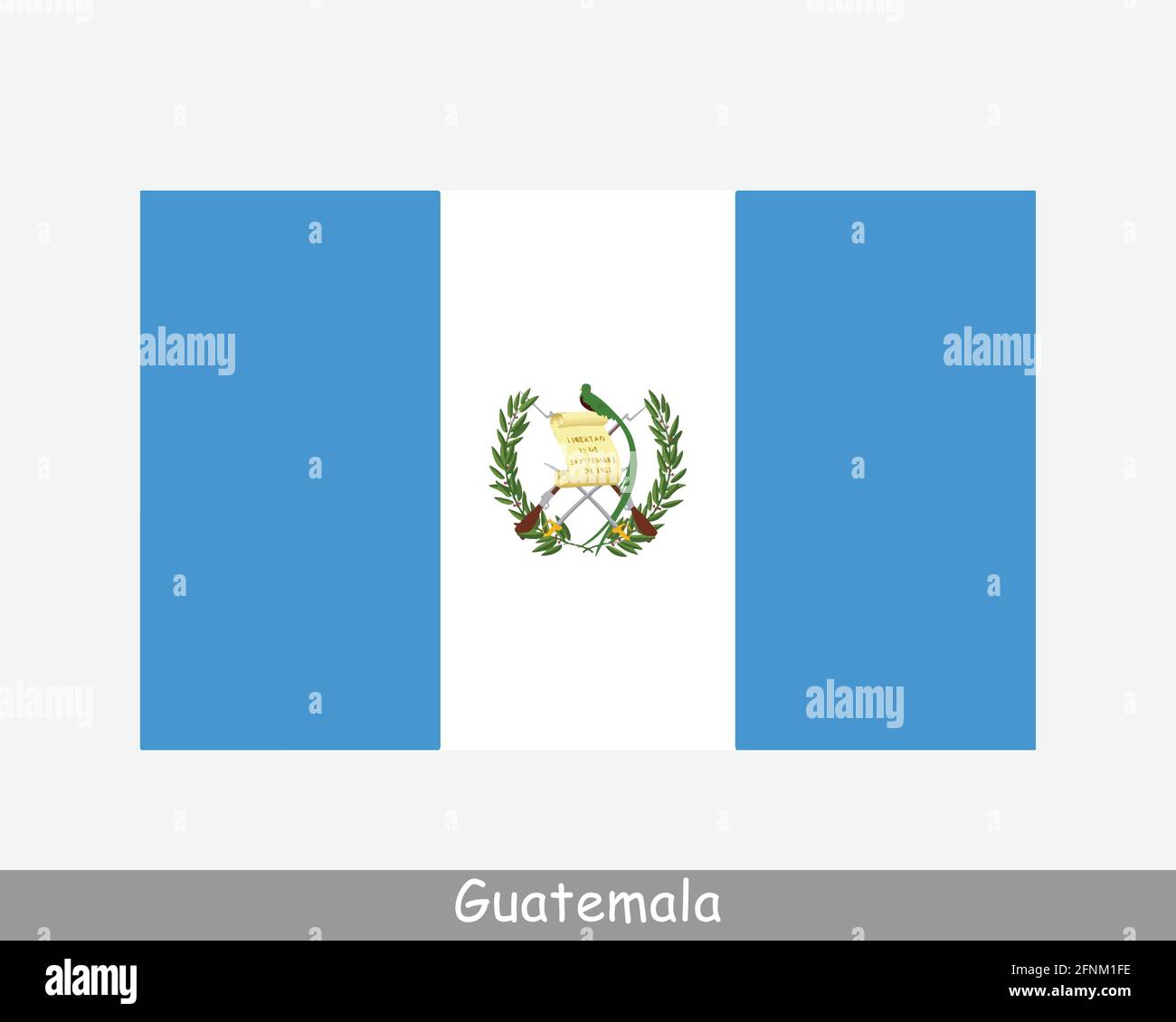 Bandiera nazionale del Guatemala. Bandiera del paese guatemalteco. Bandiera dettagliata della Repubblica del Guatemala. File di taglio dell'illustrazione del vettore EPS Illustrazione Vettoriale