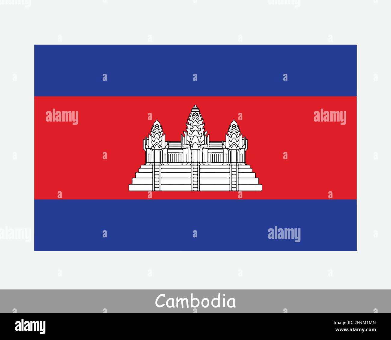 Bandiera nazionale della Cambogia. Bandiera cambogiana. Regno di Cambogia Banner dettagliato. File di taglio dell'illustrazione del vettore EPS Illustrazione Vettoriale