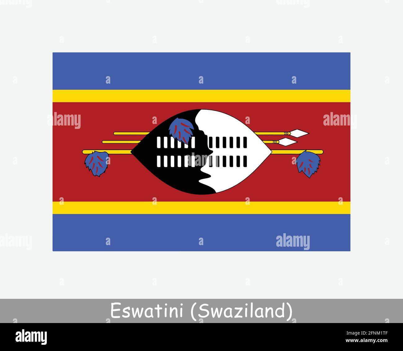 Bandiera Nazionale di Eswatini. Bandiera dello Swaziland. Regno di Eswatini Banner dettagliato. File di taglio dell'illustrazione del vettore EPS Illustrazione Vettoriale