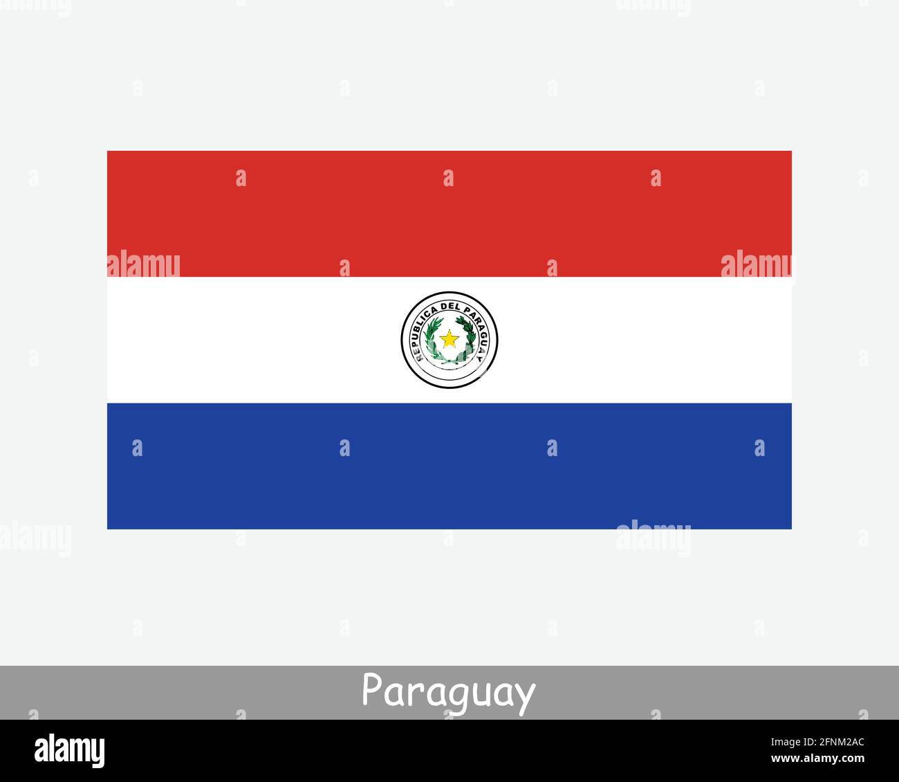 Bandiera nazionale del Paraguay. Bandiera Paraguayana. Bandiera dettagliata della Repubblica del Paraguay. File di illustrazione vettoriale EPS Illustrazione Vettoriale