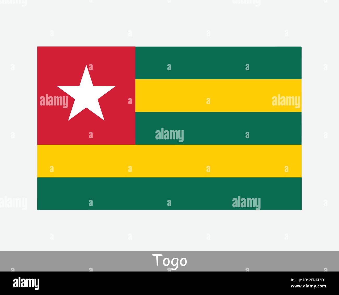 Bandiera nazionale del Togo. Bandiera Togolese. Banner dettagliato Repubblica Togolese. File di taglio dell'illustrazione del vettore EPS Illustrazione Vettoriale