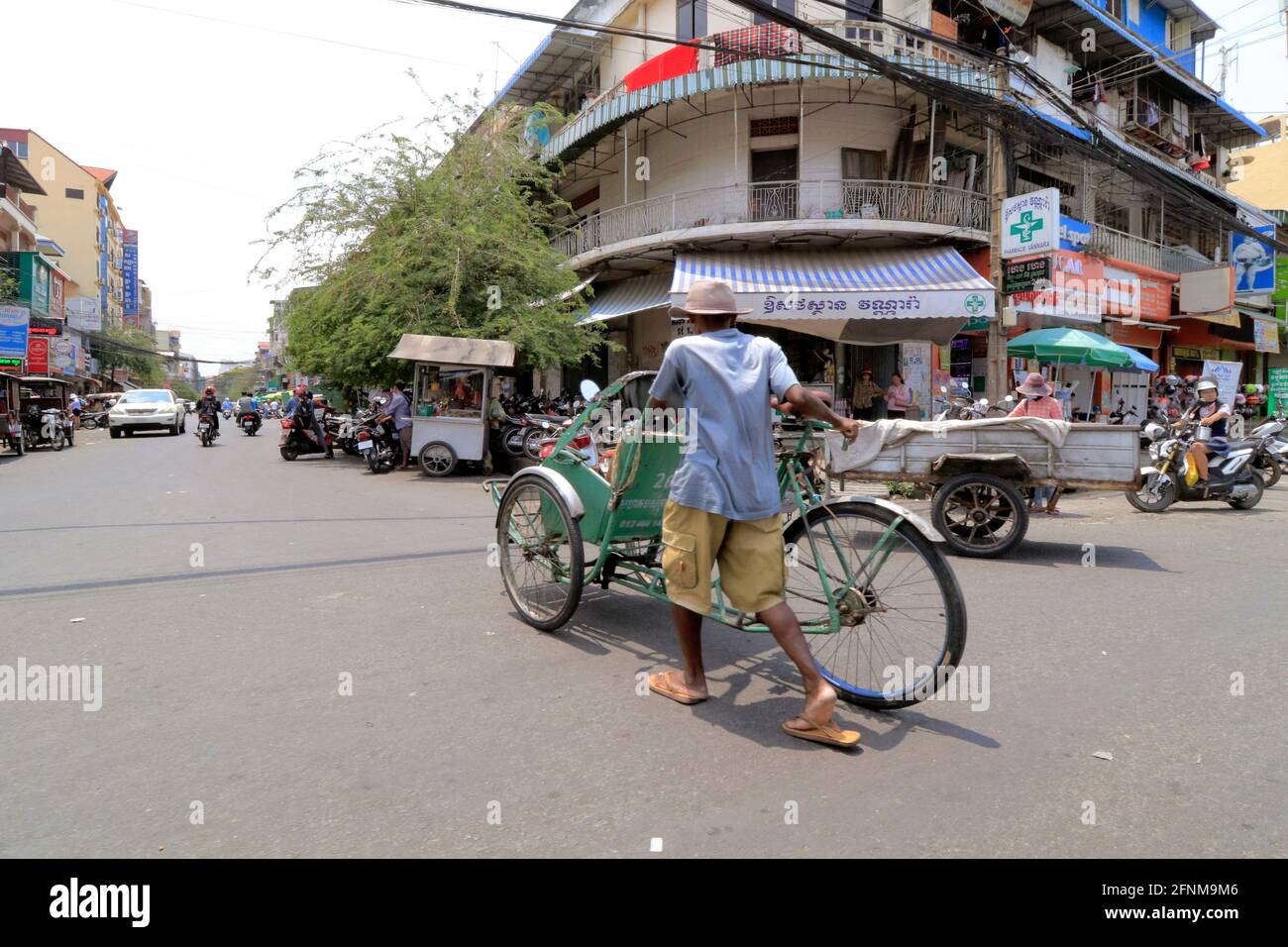 Strade di Down Town in Phnom Penh Cambogia Foto Stock