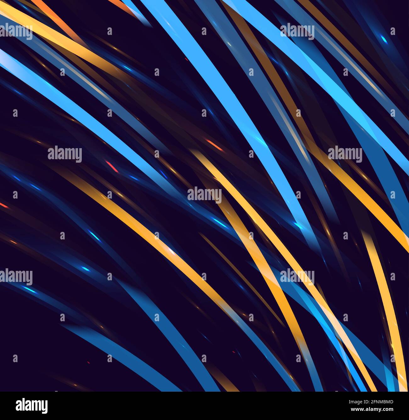 Blu e giallo fares di luce che formano la texture astratta di striato in movimento casuale, orientamento quadrato Illustrazione Vettoriale