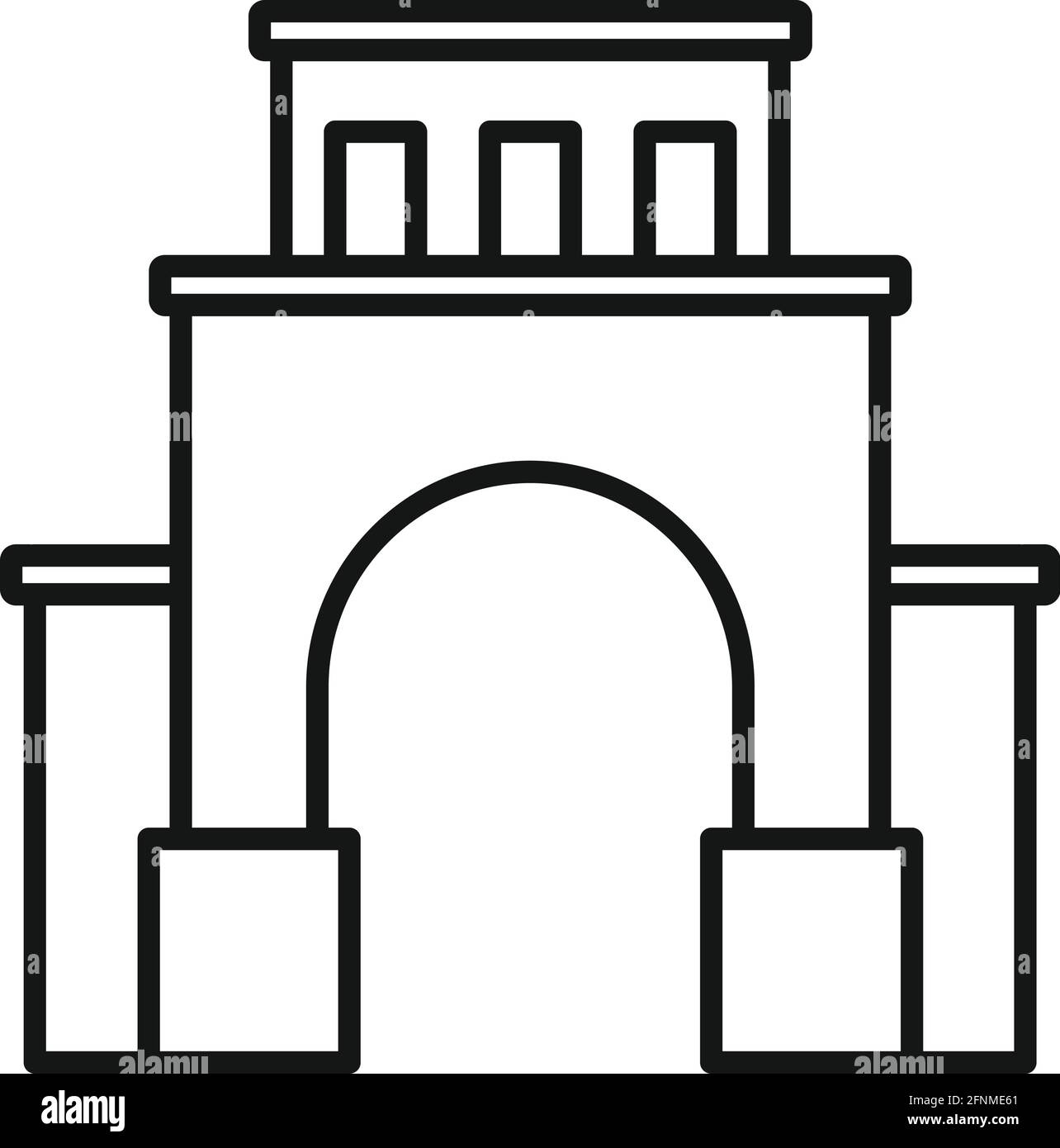 Icona turistica del paesaggio urbano, stile del contorno Illustrazione Vettoriale