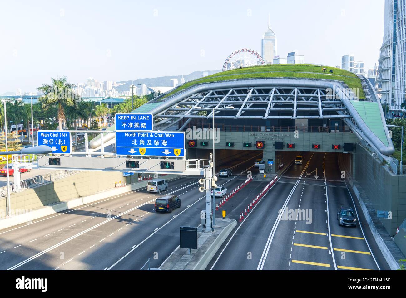 Ingresso al Central-WAN Chai bypass e al Island Eastern Corridor link, Hong Kong Foto Stock